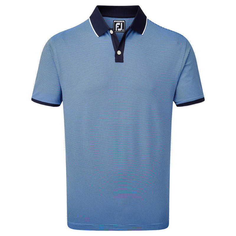 FootJoy Pique Ministripe Polo Shirt - Navy/Lagoon