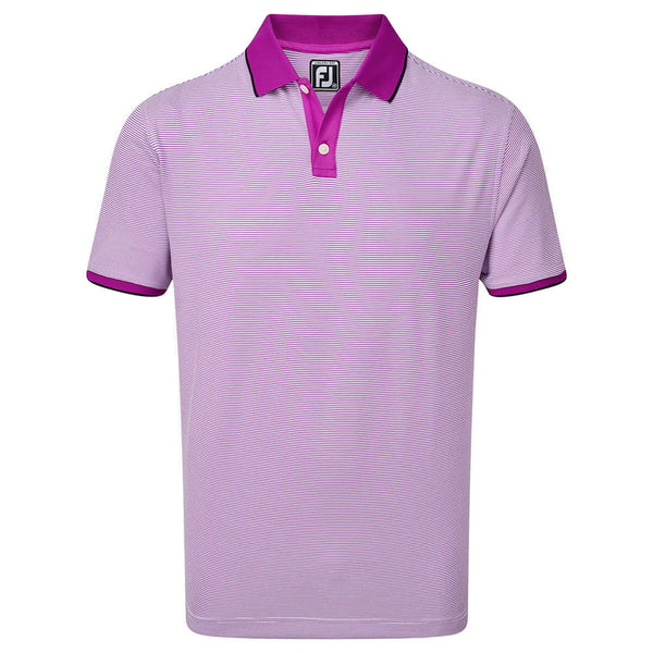FootJoy Pique Ministripe Polo Shirt - Mulberry/White