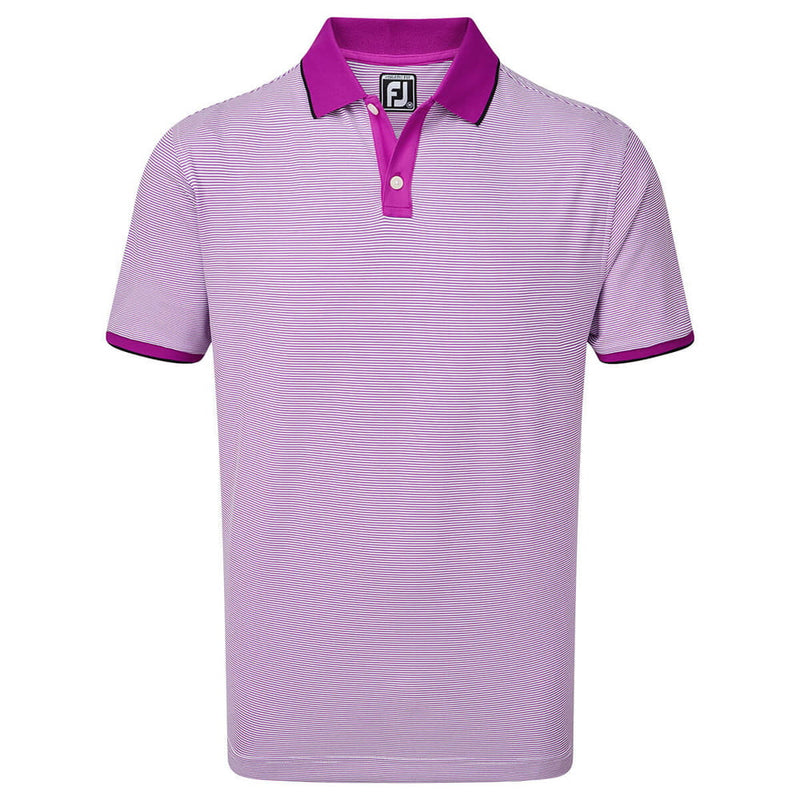 FootJoy Pique Ministripe Polo Shirt - Mulberry/White