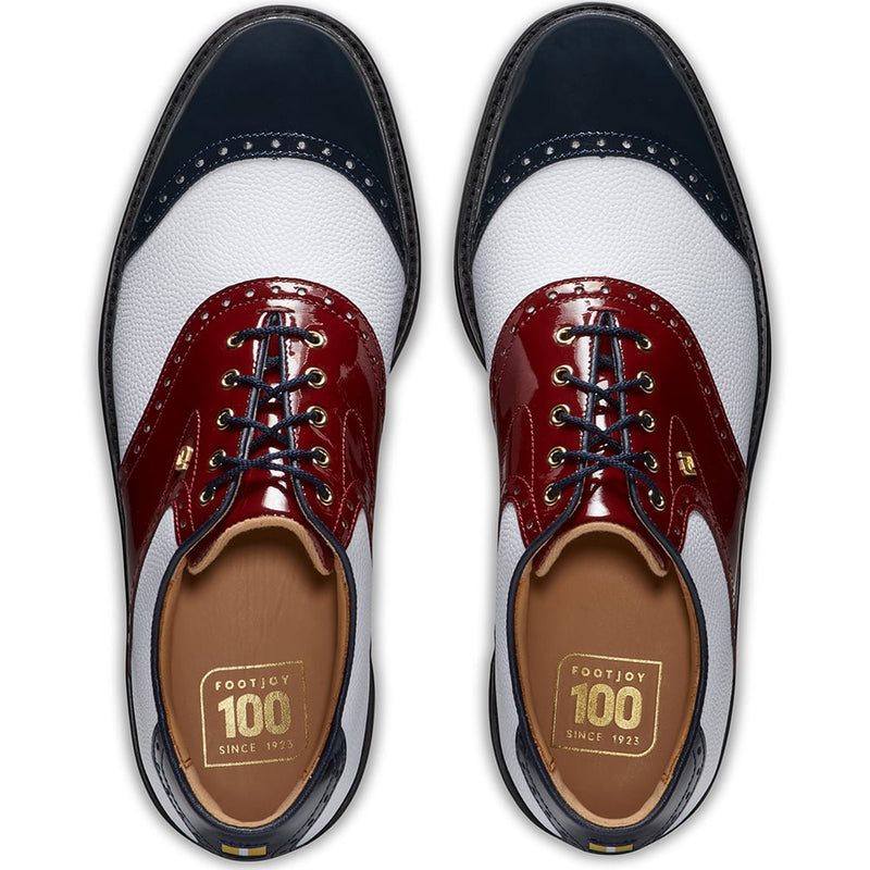 FootJoy Premiere 100 Year Celebration Limited Edition Waterproof Spiked Shoes - White/Red/Blue