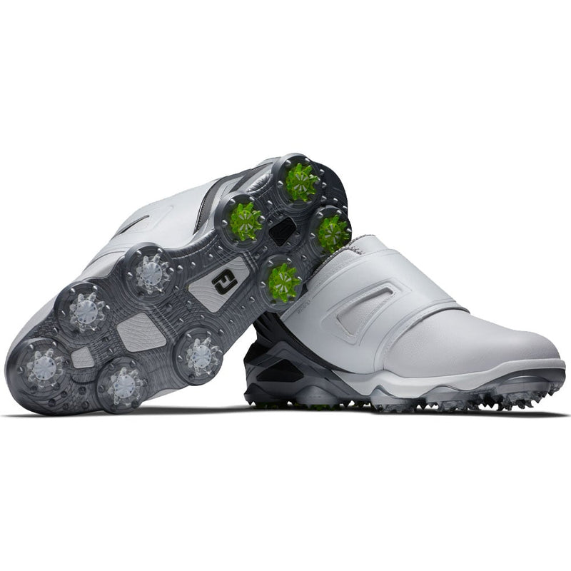 FootJoy Tour Alpha BOA Waterproof Spiked Shoes - White/Grey/Charcoal