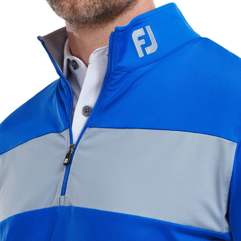 FootJoy Chest Stripe Chill Out 1/4 Zip Pullover - Royal/Dove Grey