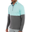 FootJoy Colour Block 1/4 Zip Pullover - Aqua Surf/Lava