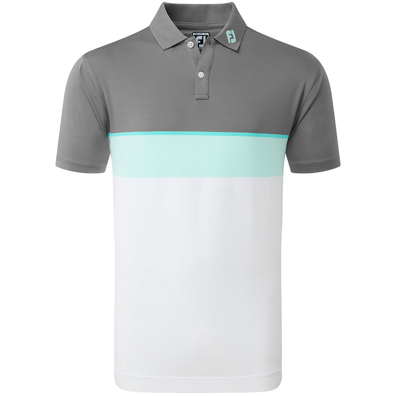 FootJoy Colour Theory Polo Shirt - Lava/Maui Blue/Aqua Surf/White