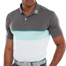 FootJoy Colour Theory Polo Shirt - Lava/Maui Blue/Aqua Surf/White