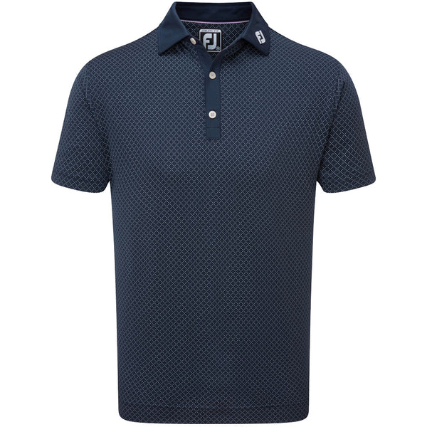 FootJoy Diamond Dot Print Lisle Polo Shirt - Navy/White