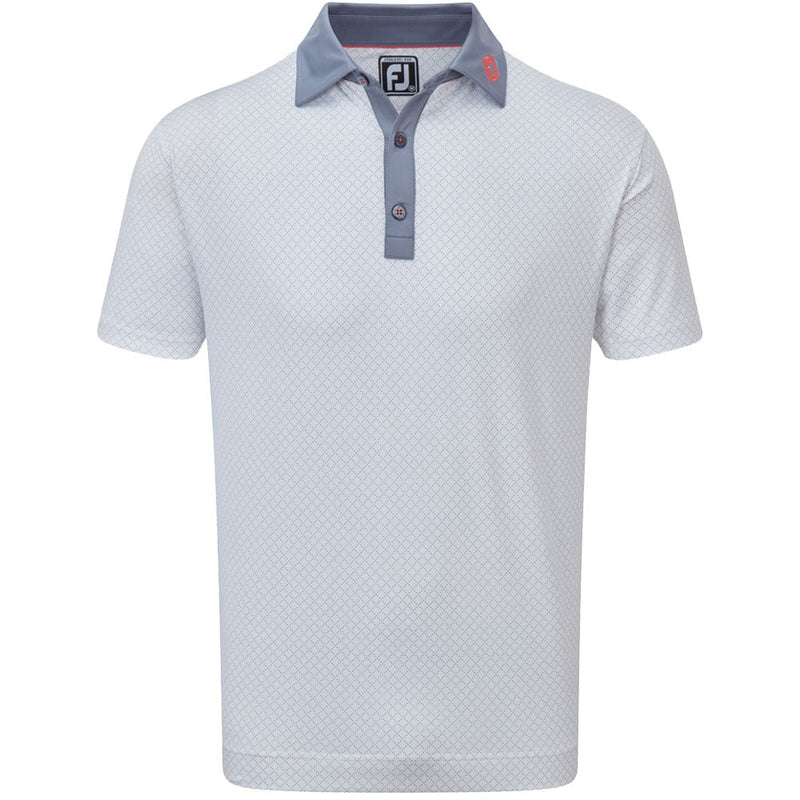 FootJoy Diamond Dot Print Lisle Polo Shirt - White/Graphite