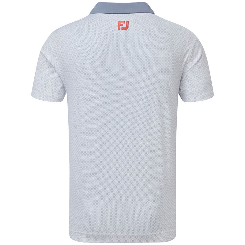 FootJoy Diamond Dot Print Lisle Polo Shirt - White/Graphite