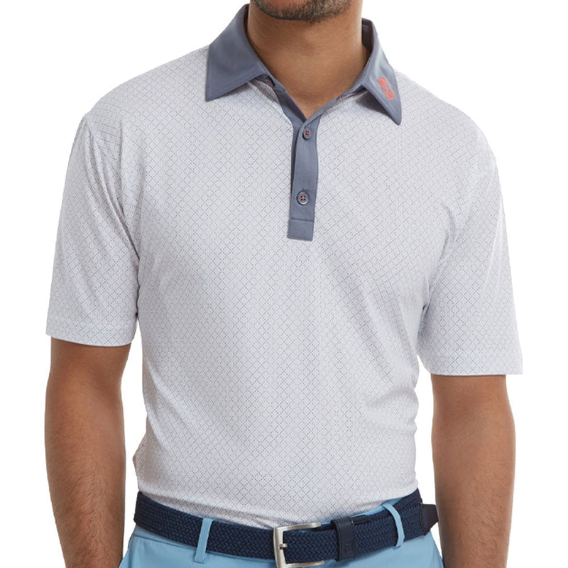 FootJoy Diamond Dot Print Lisle Polo Shirt - White/Graphite