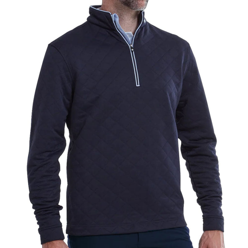 FootJoy Diamond Quilted Chill-Out Xtreme 1/4 Zip Pullover - Navy/Sky