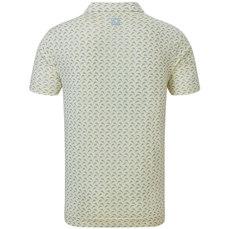 FootJoy Dolphins Print Lisle Polo Shirt - Lemonade/Dove Grey