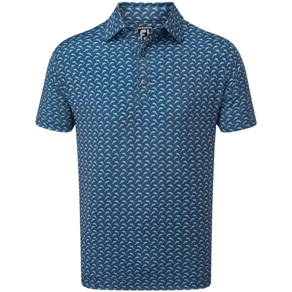 FootJoy Dolphins Print Lisle Polo Shirt - Ink/Dusk Blue