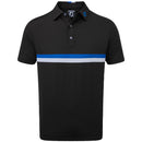 FootJoy Double Chestband Pique Polo Shirt - Black/Cobalt/White