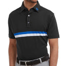 FootJoy Double Chestband Pique Polo Shirt - Black/Cobalt/White