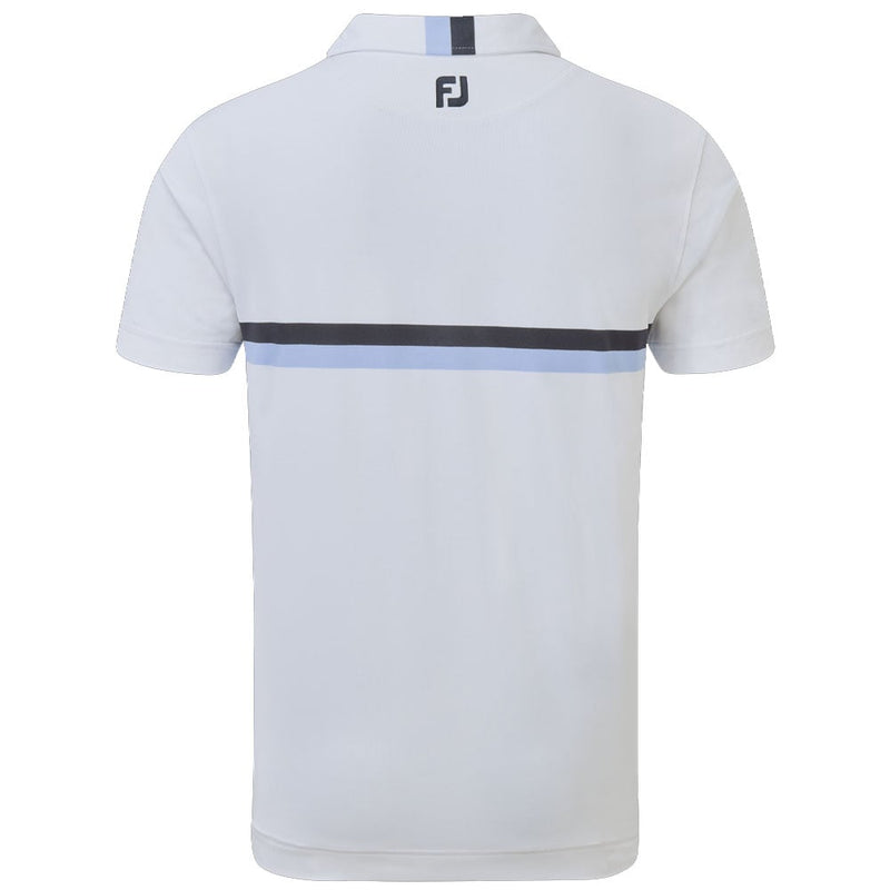 FootJoy Double Chestband Pique Polo Shirt - White/Navy
