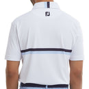 FootJoy Double Chestband Pique Polo Shirt - White/Navy