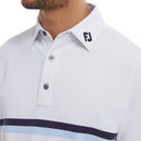 FootJoy Double Chestband Pique Polo Shirt - White/Navy