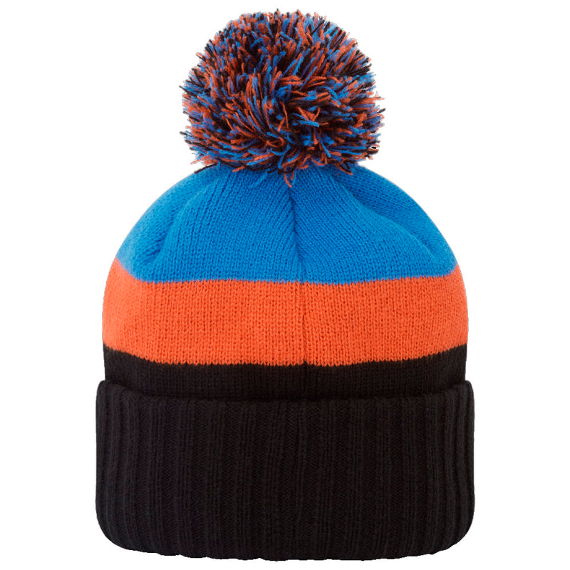 FootJoy FJ Tonal Pom Pom Beanie Hat - Black/Orange/Sapphire