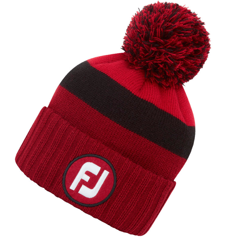 FootJoy FJ Tonal Pom Pom Beanie - Red/Black