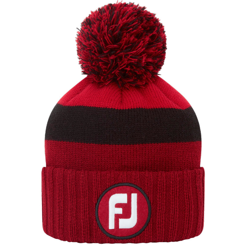 FootJoy FJ Tonal Pom Pom Beanie - Red/Black