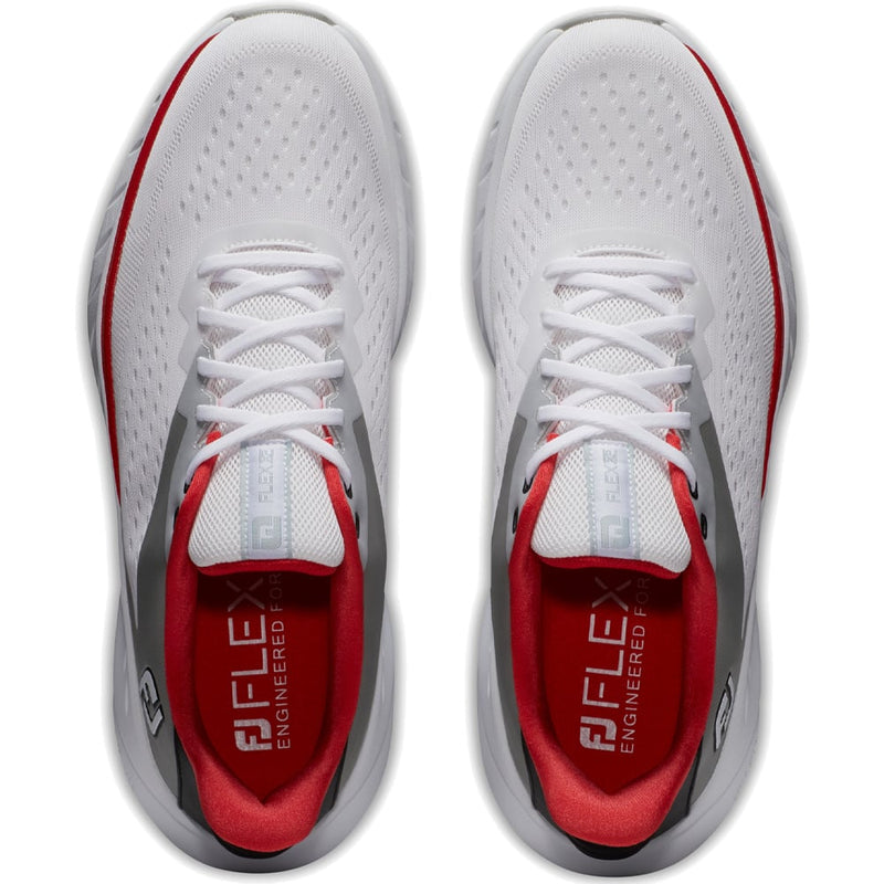 FootJoy Flex XP Waterproof Spikeless Shoes - White/Black/Red