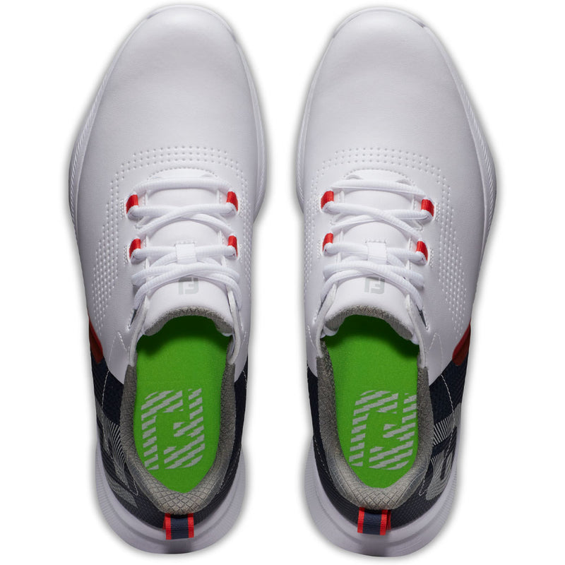 FootJoy Fuel Waterproof Spikeless Shoes - White/Navy/Lime