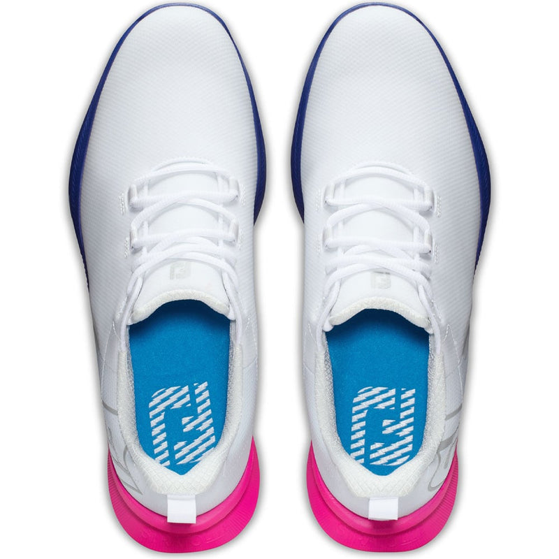 FootJoy Fuel Sport Waterproof Spikeless Shoes - White/Pink/Blue