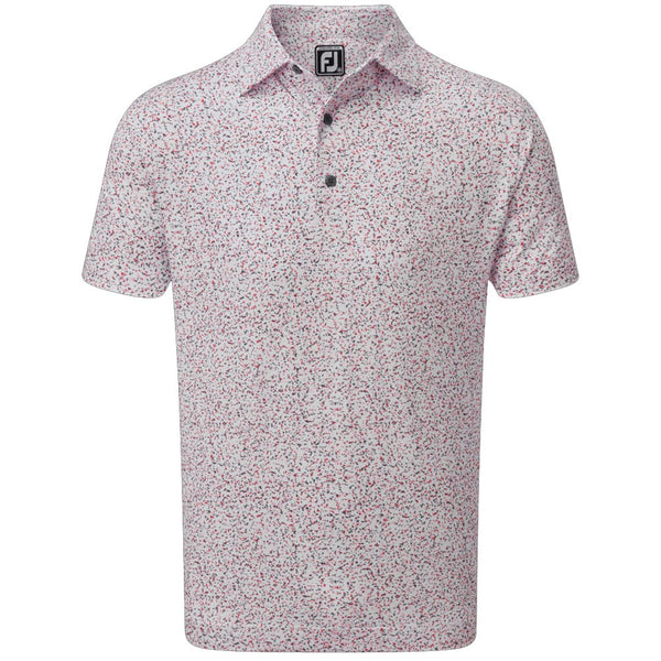 FootJoy Granite Print Lisle Polo Shirt - White/Quartz Pink