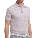 FootJoy Granite Print Lisle Polo Shirt - White/Quartz Pink