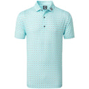 FootJoy Half Moon Geo Polo Shirt - White/Aqua Surf/Maui Blue/Lava