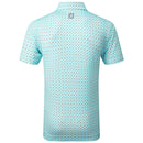 FootJoy Half Moon Geo Polo Shirt - White/Aqua Surf/Maui Blue/Lava