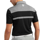 FootJoy Heather Colour Block Performance Polo Shirt - Charcoal/Black/White