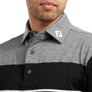 FootJoy Heather Colour Block Performance Polo Shirt - Charcoal/Black/White