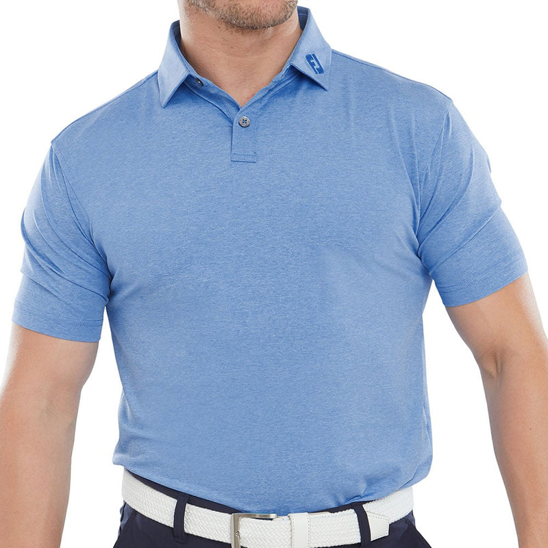 FootJoy Heather Self Collar Polo Shirt - Cobalt