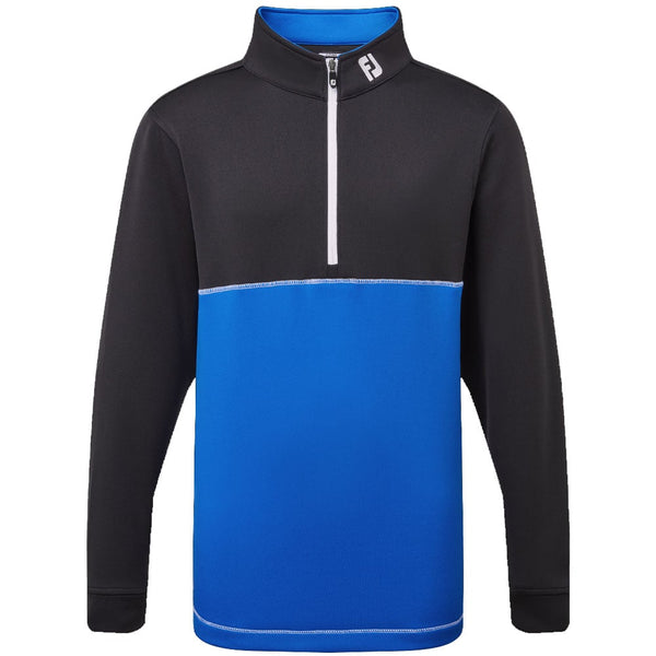 FootJoy Jr Colour Block 1/4 Zip Pullover - Black/Cobalt