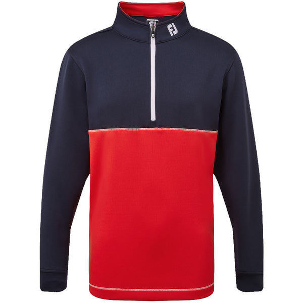 FootJoy Jr Colour Block 1/4 Zip Pullover - Navy/Red