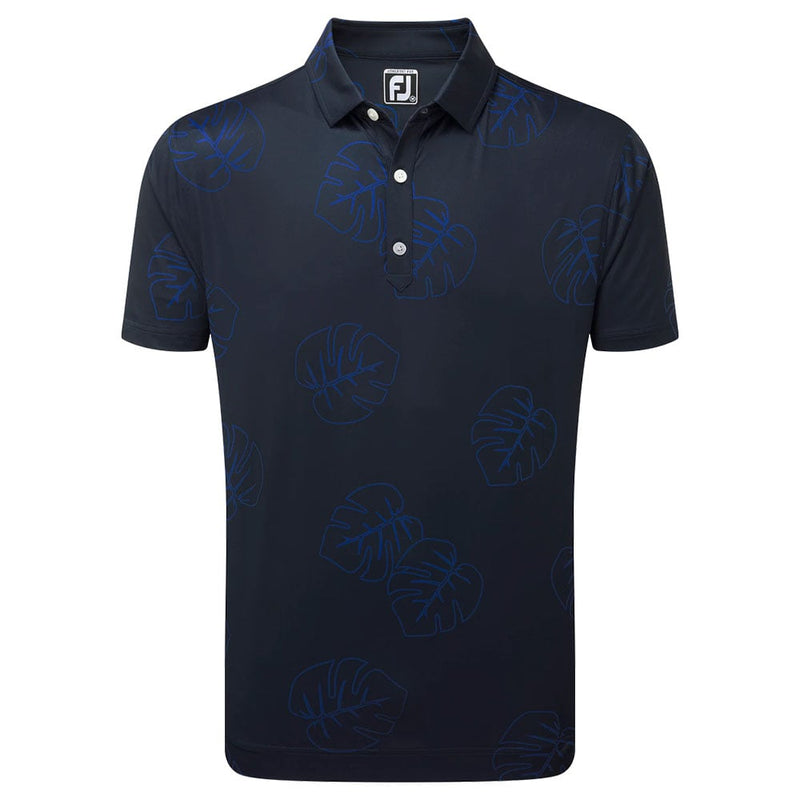 FootJoy Jungle Leaf Print Polo Shirt - Navy Tonal