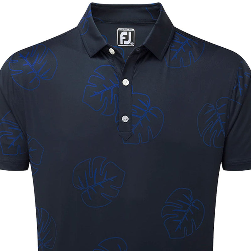 FootJoy Jungle Leaf Print Polo Shirt - Navy Tonal