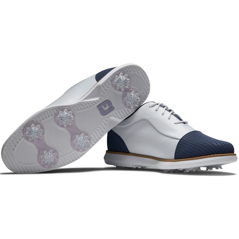FootJoy Ladies Traditions Spiked Shoes - White/Navy