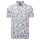 FootJoy Mini Floral Lisle Polo Shirt - White/Watermelon/Sea Green
