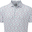 FootJoy Mini Floral Lisle Polo Shirt - White/Watermelon/Sea Green
