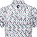 FootJoy Mini Floral Lisle Polo Shirt - White/Watermelon/Sea Green