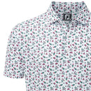 FootJoy Mini Floral Lisle Polo Shirt - White/Watermelon/Sea Green