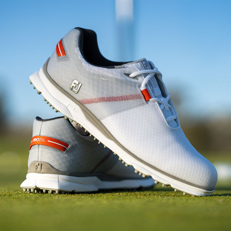 FootJoy Pro SL Sport Spikeless Waterproof Shoes White Grey Orange
