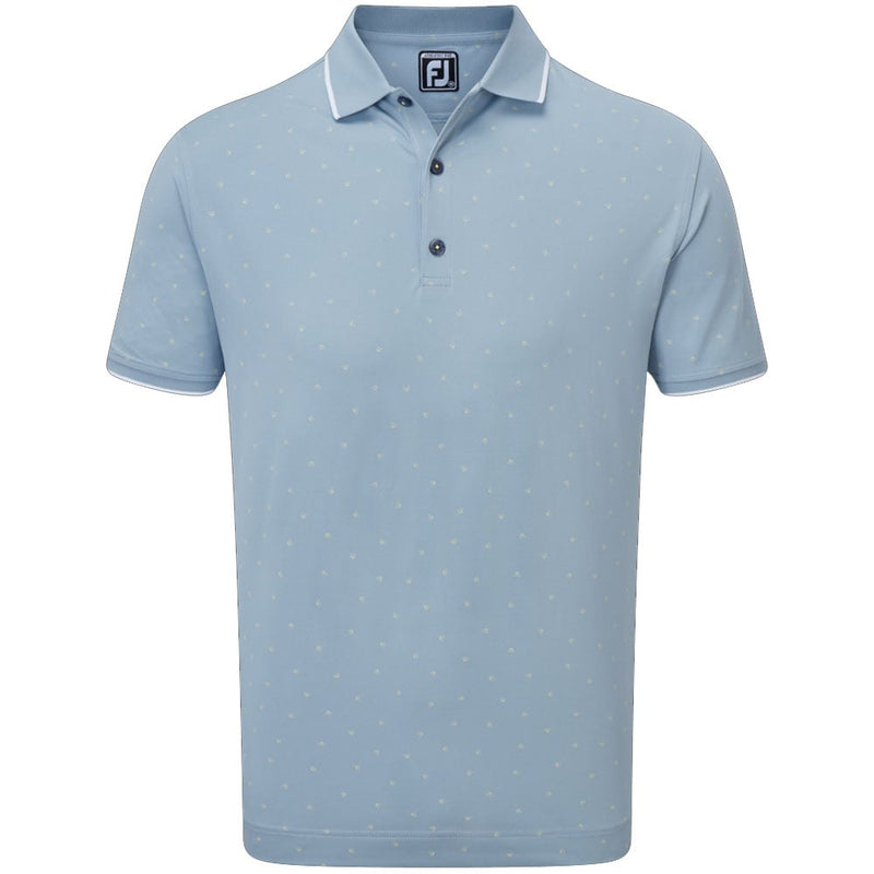 FootJoy Push Play Print Pique Polo Shirt - Dove Grey/Lemonade