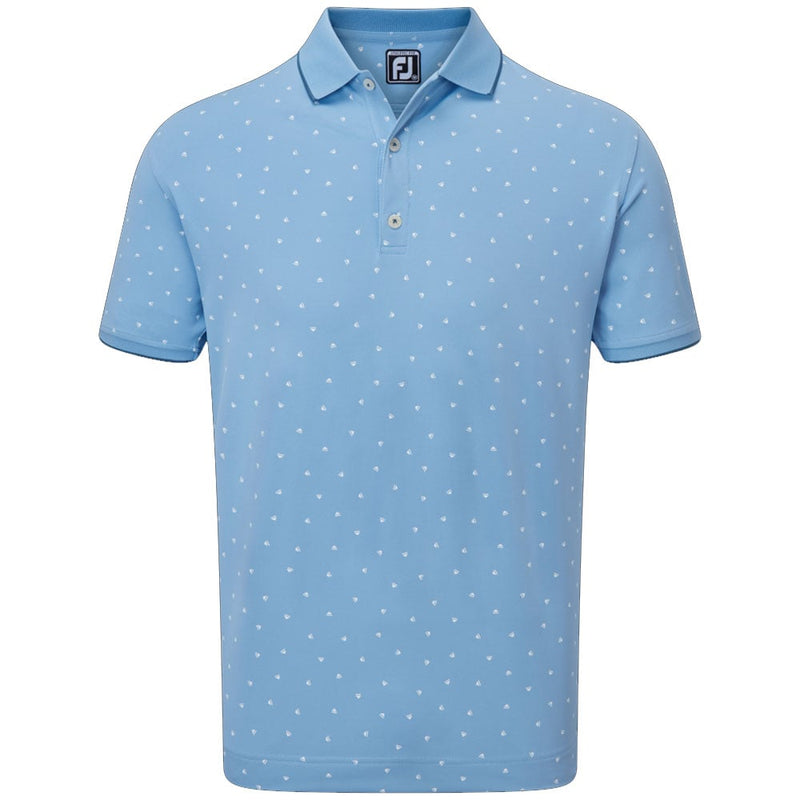 FootJoy Push Play Print Pique Polo Shirt - Dusk Blue/White