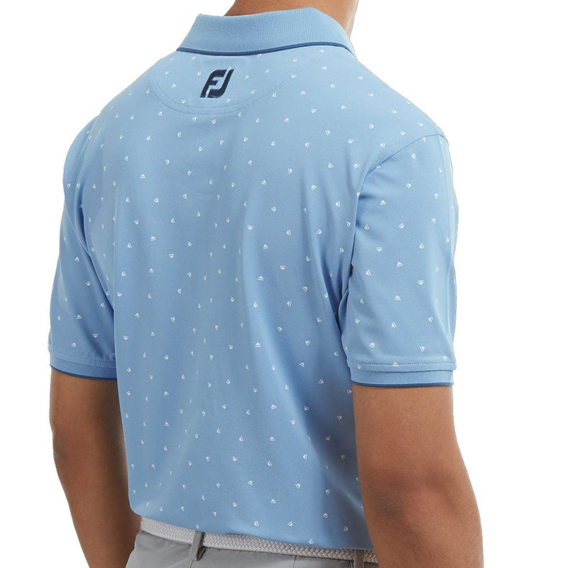 FootJoy Push Play Print Pique Polo Shirt - Dusk Blue/White