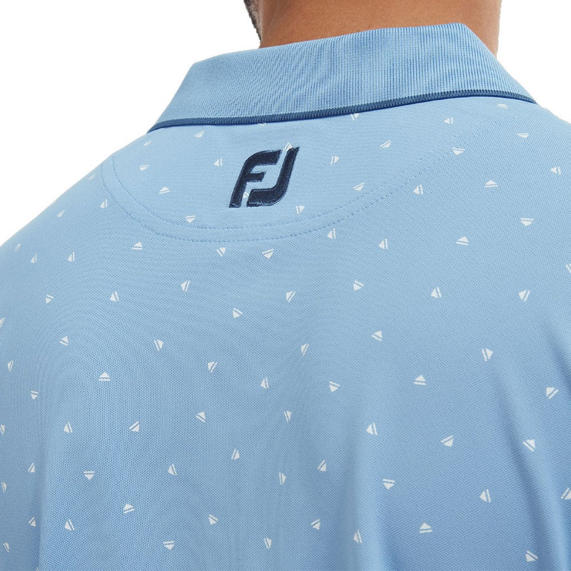 FootJoy Push Play Print Pique Polo Shirt - Dusk Blue/White