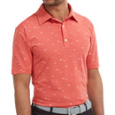 FootJoy School Fish Print Lisle Polo Shirt - Coral