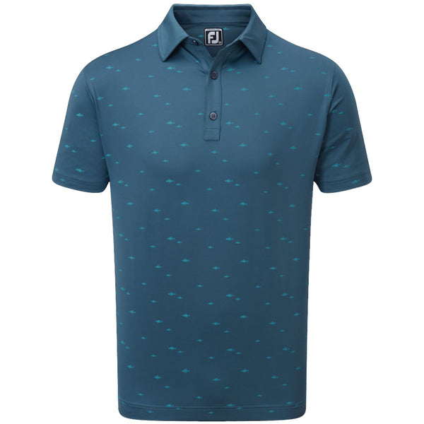 FootJoy School Fish Print Lisle Polo Shirt - Ink